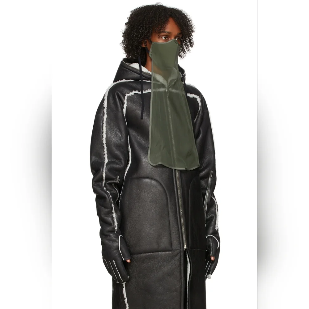 B3. NWT RICK OWENS SILK LONG MASK IN GREEN